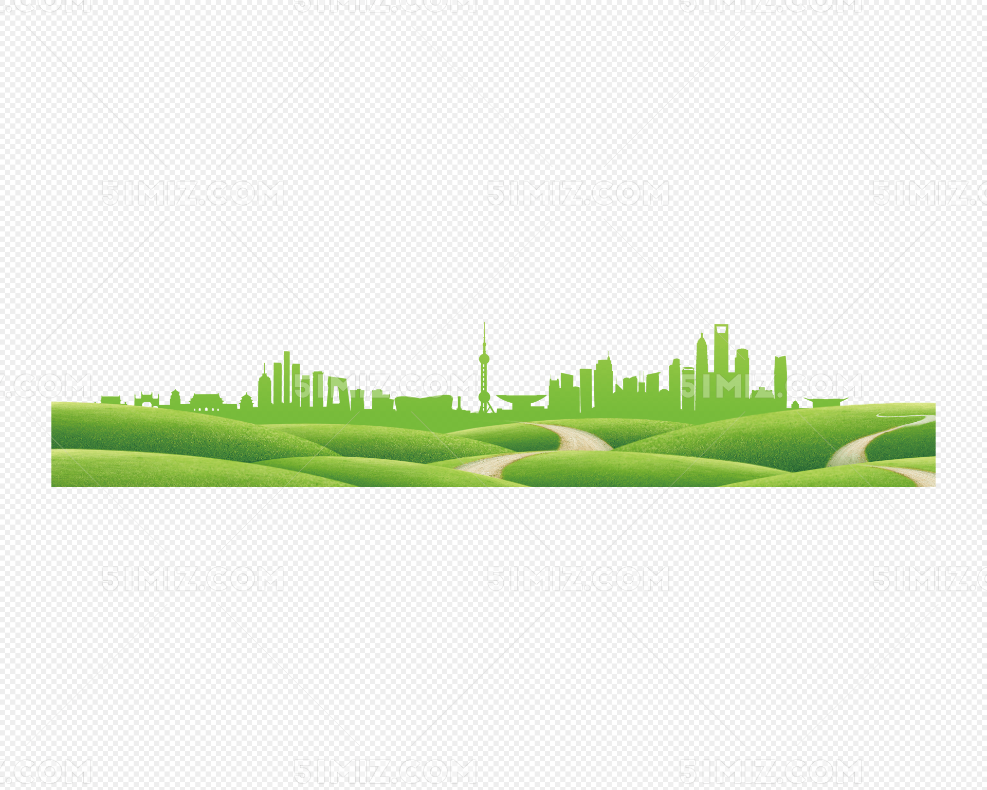 卡通环保绿色城市