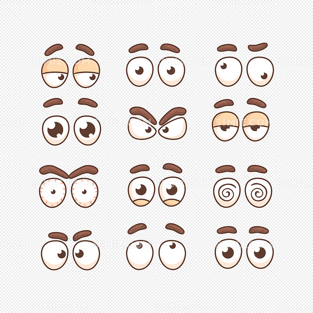 矢量人物的眼睛和眉毛的集合免费下载 人物 眼睛 眉毛 卡通 您可能感