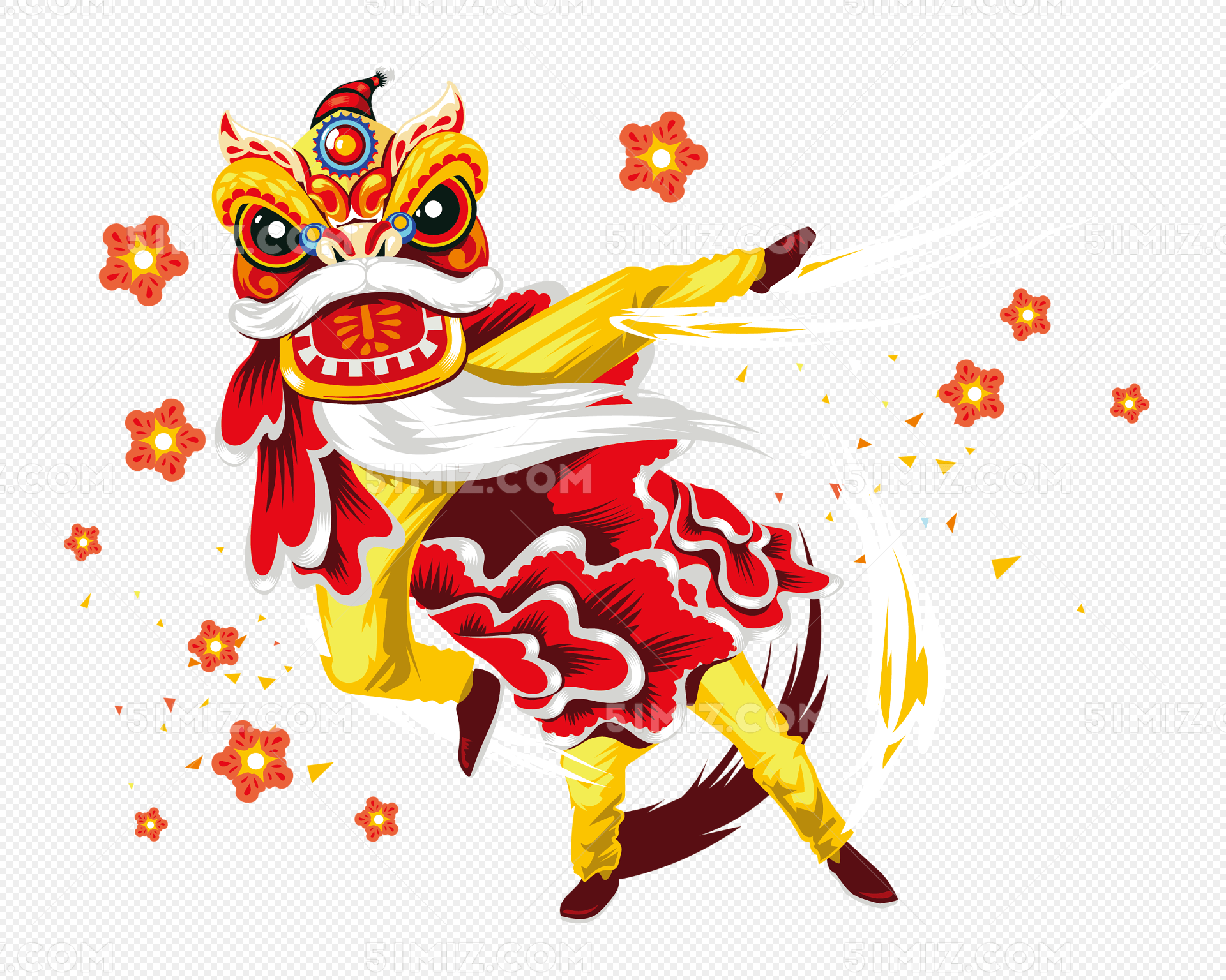 矢量舞狮图案图片素材免费下载 - 觅知网
