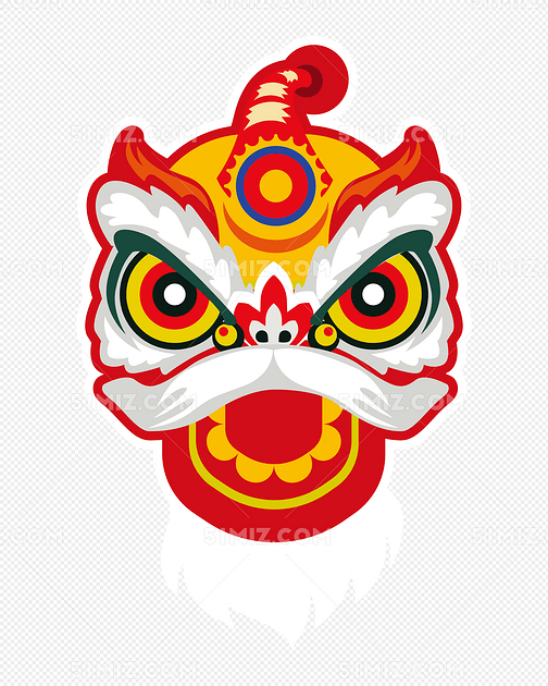 春节卡通舞狮狮子头免费下载_png素材_觅知网