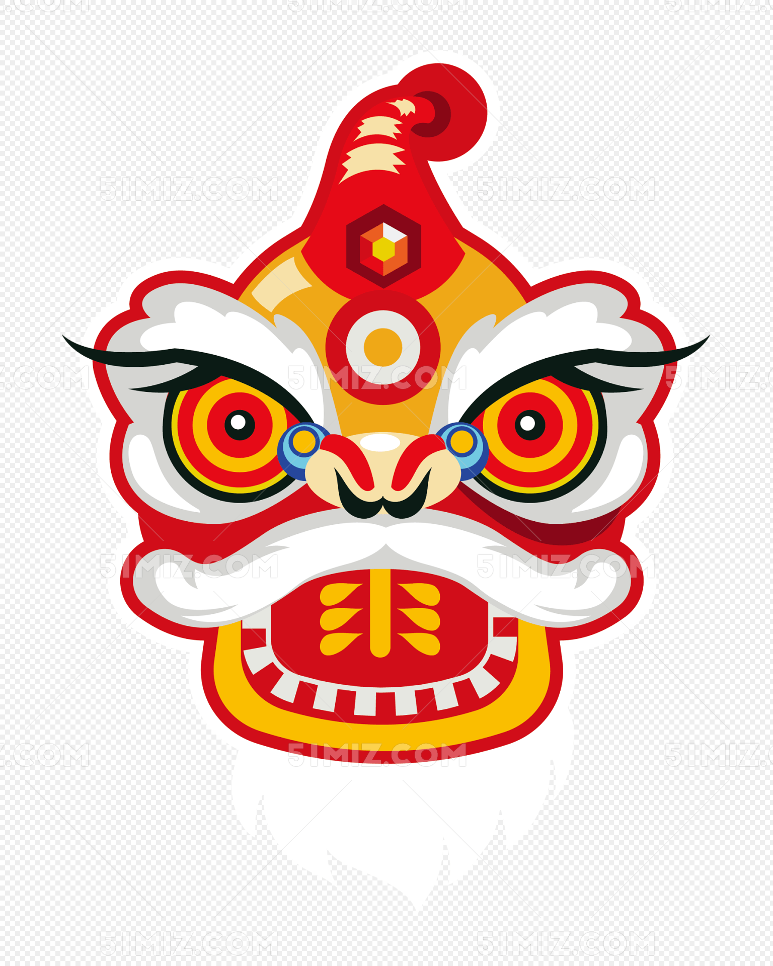 春节卡通多彩狮子头
