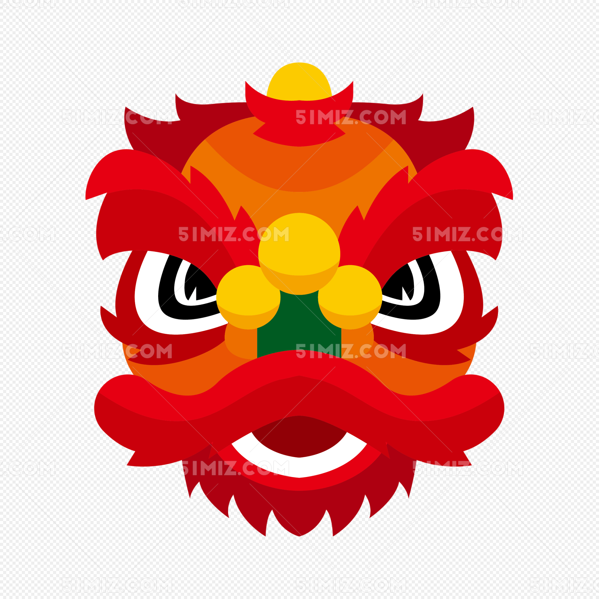 新年红色舞狮狮子头
