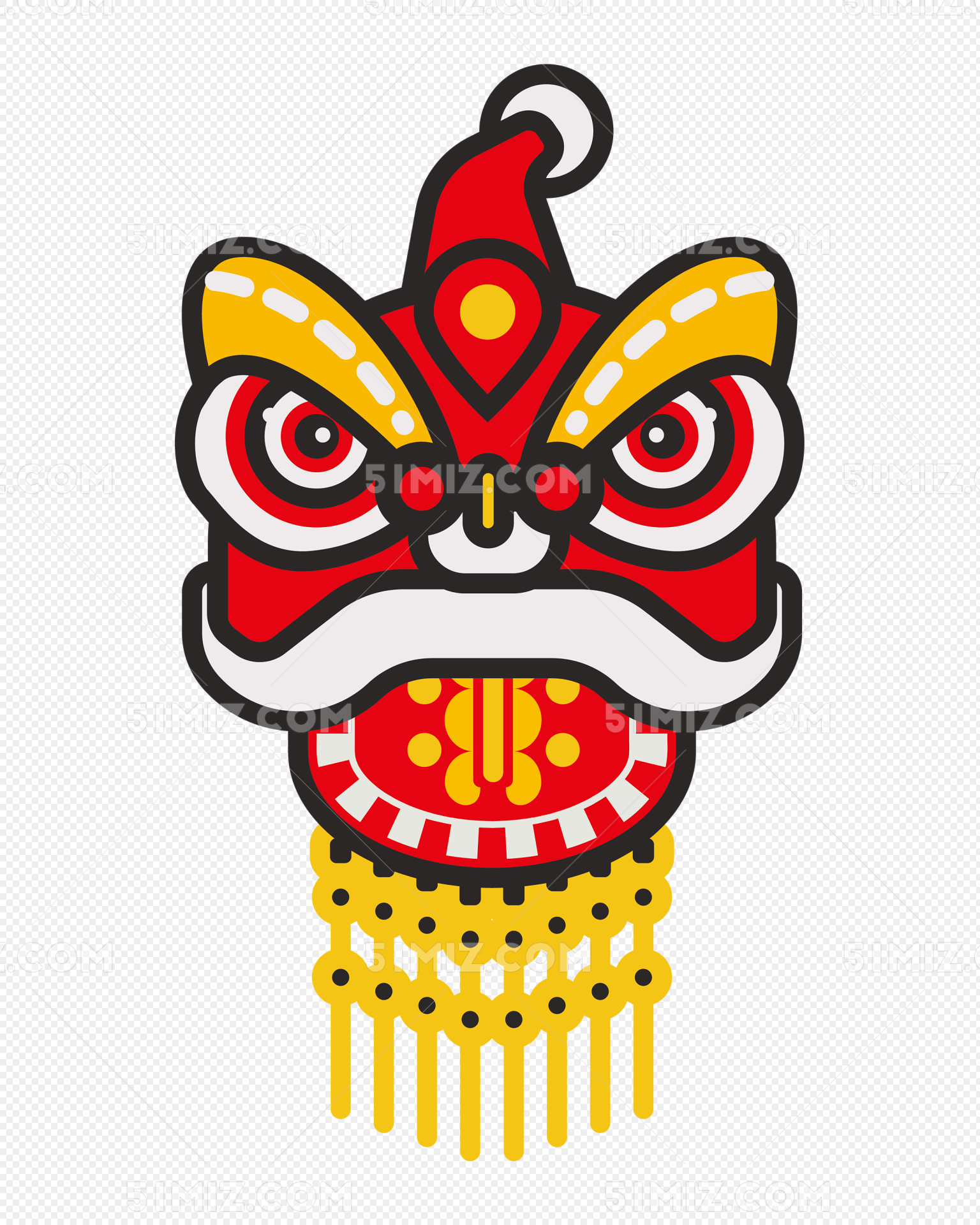 新年卡通红色狮子头
