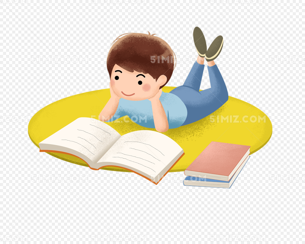 卡通可爱插图世界读书日看书的小男孩