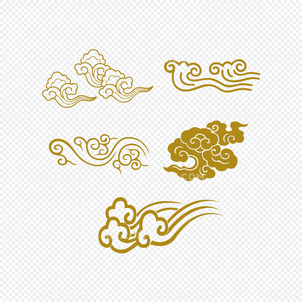 流畅的中国祥云矢量花纹素材