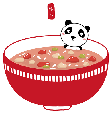 腊八插画腊八节腊八粥熊猫手绘插画矢量素材