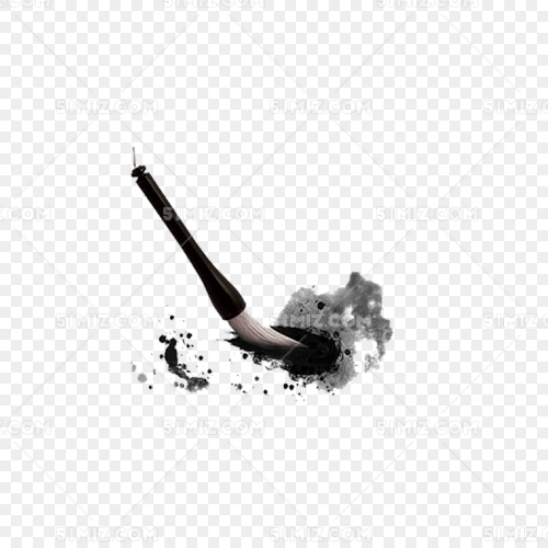 创意毛笔 卡通 手绘 毛笔 书法 水墨