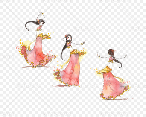 蒙古舞蹈手绘图案