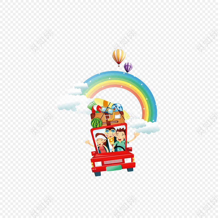 卡通手绘亲子游海报