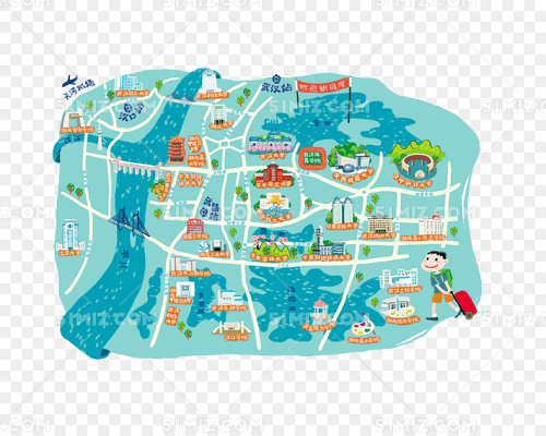 手绘武汉旅游地图