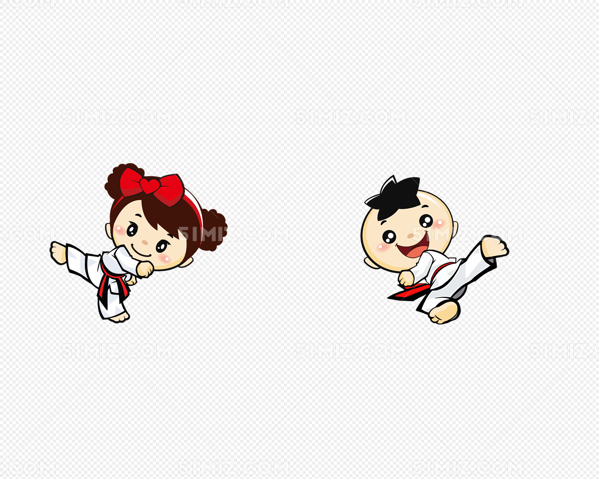儿童跆拳道卡通手绘免费素材