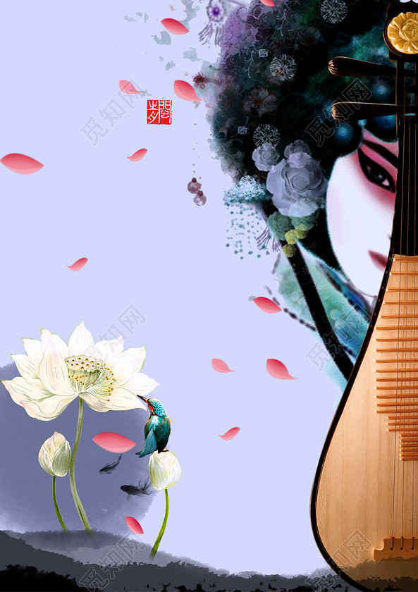 中国风水墨京剧琵琶背景素材