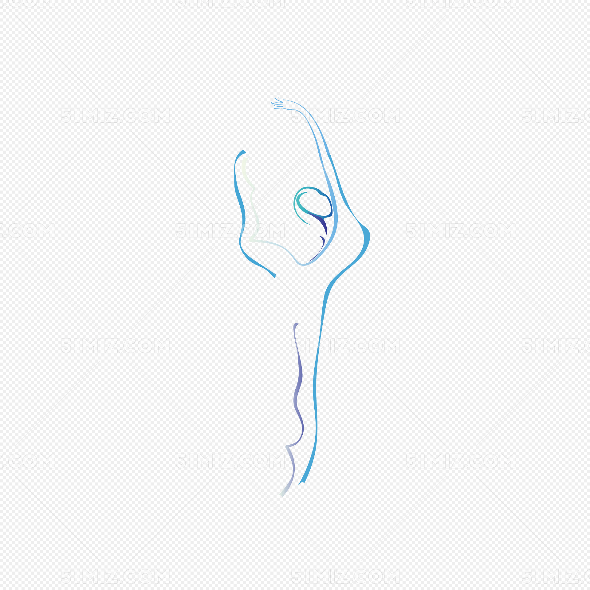 矢量蓝色人体线条舞蹈曲线