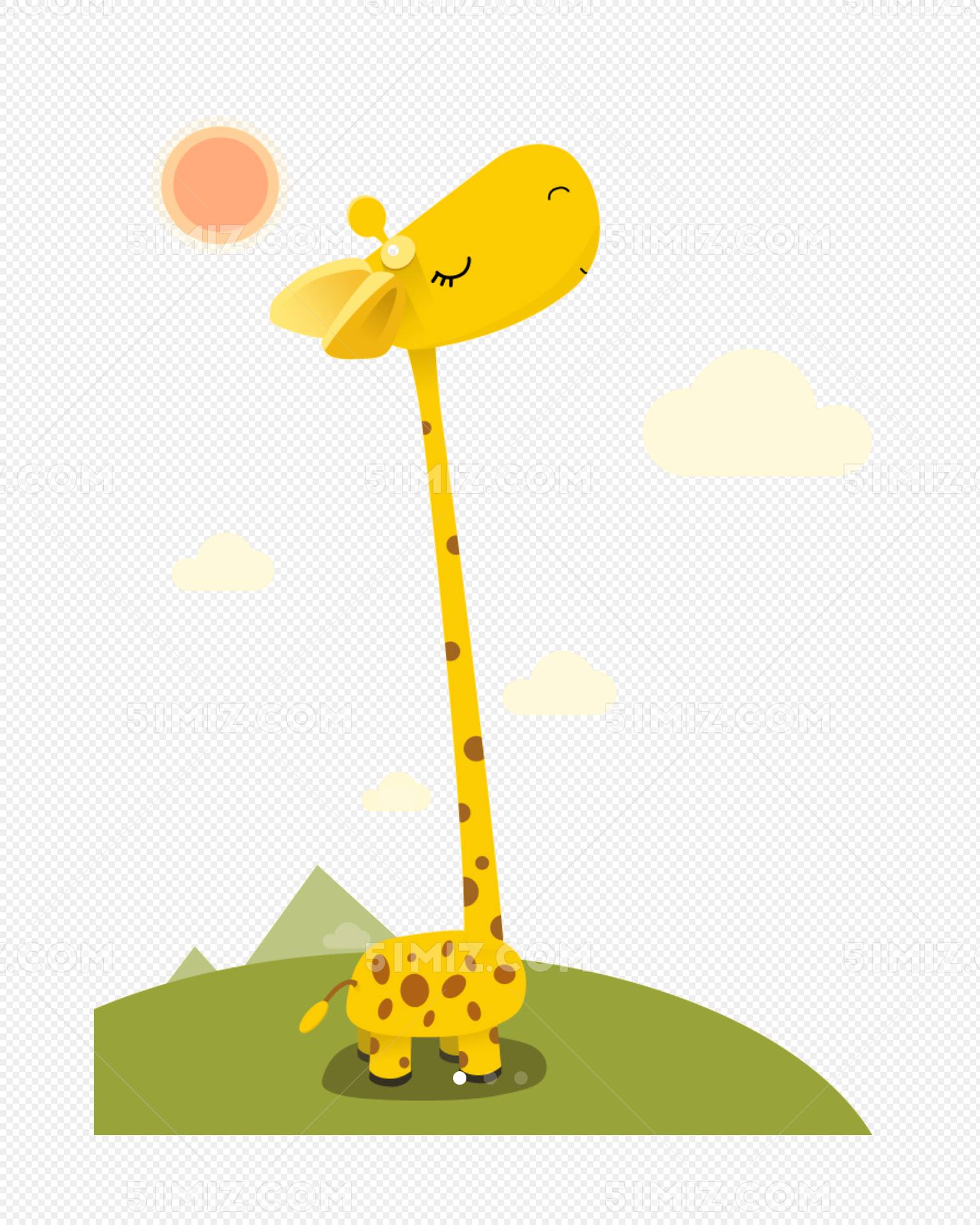 手绘长颈鹿太阳云朵高清大图