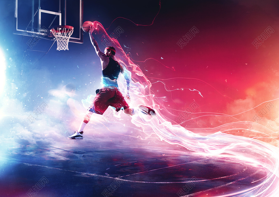 炫酷灌篮篮球海报背景图