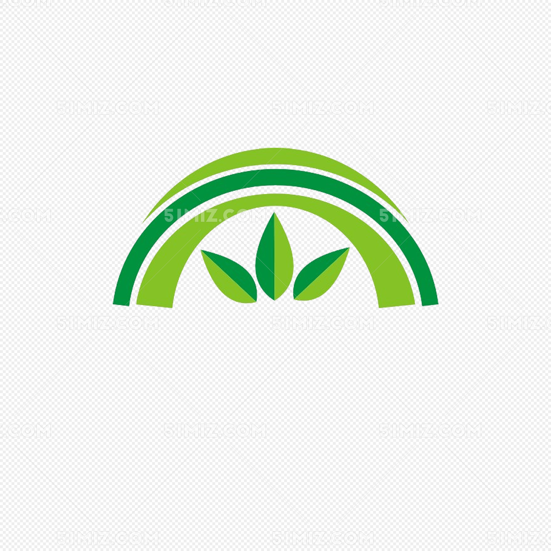 绿色彩虹状绿叶简约园林logo