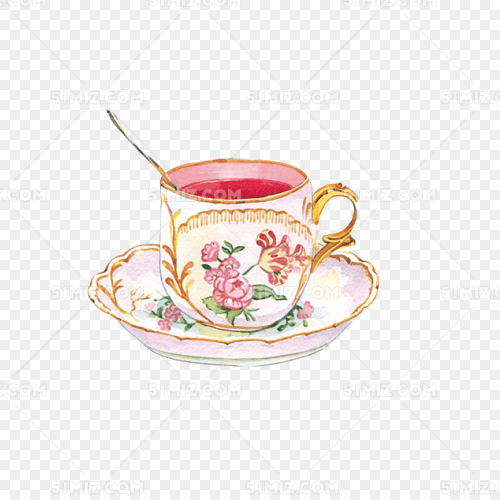红茶杯子手绘画素材图片