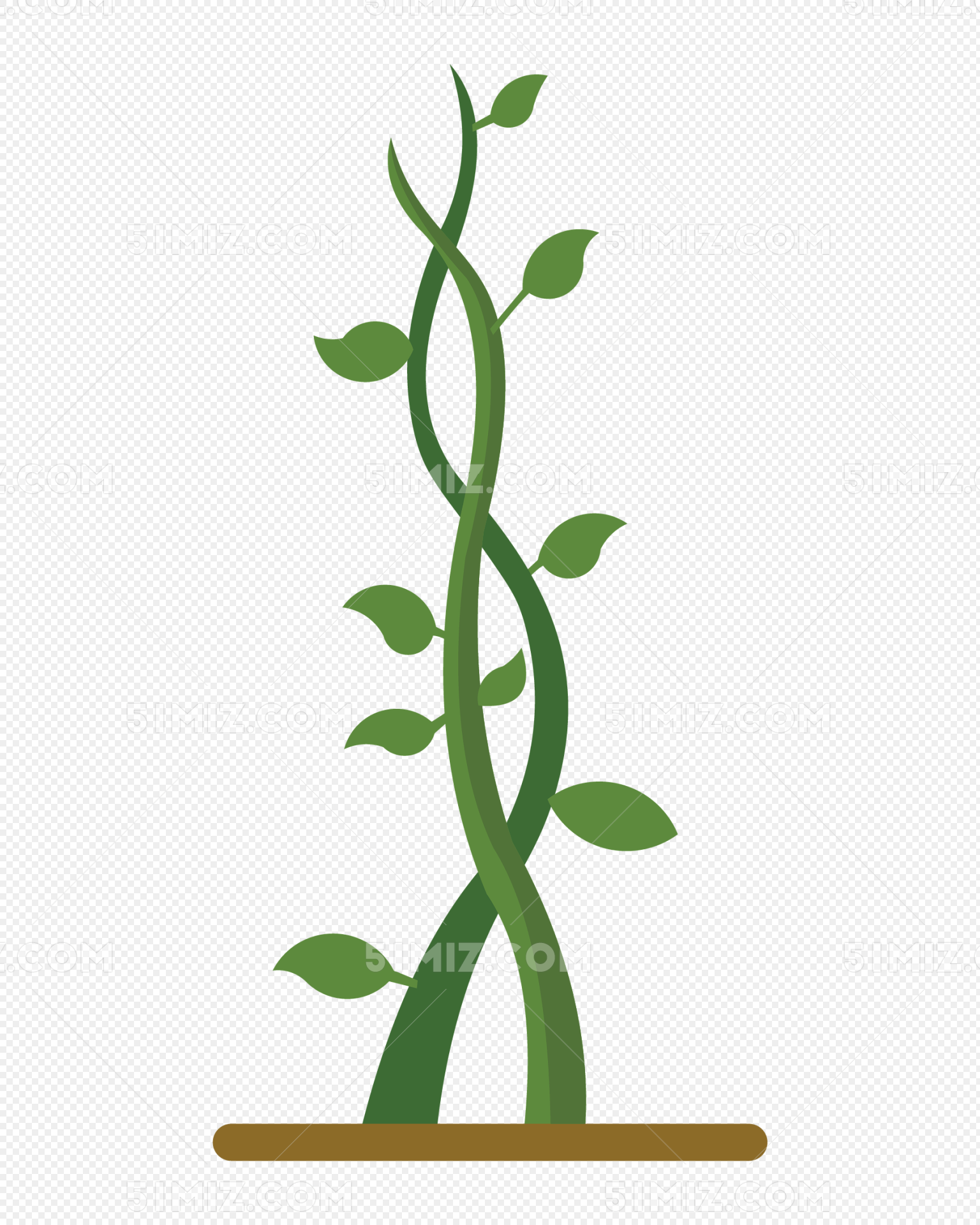 交叉矢量卡通藤蔓豆茎