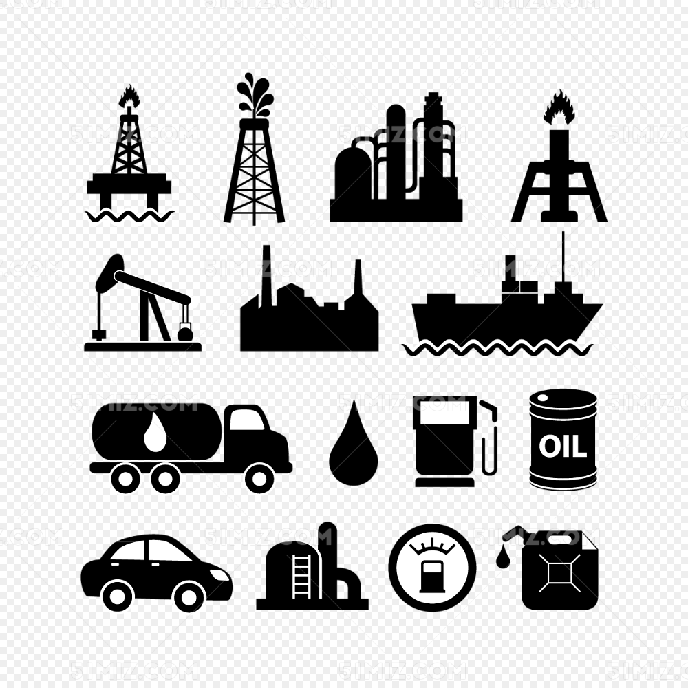 能源化工石油制造行业等矢量图标素材