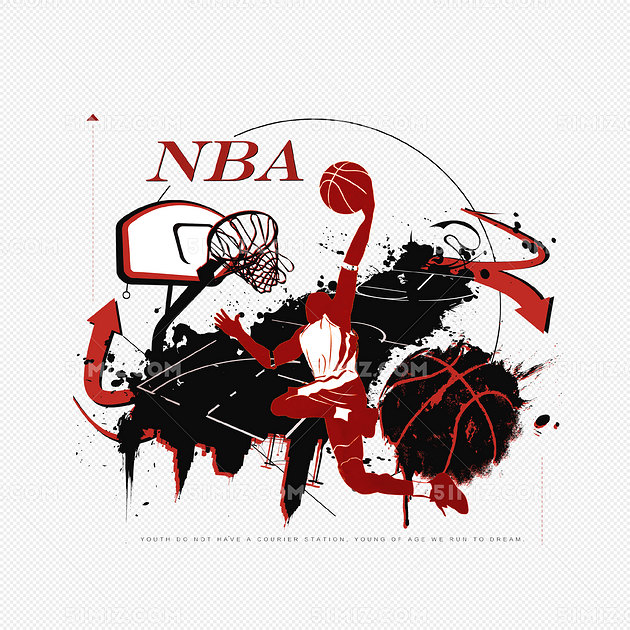 手绘nba篮球投篮插画