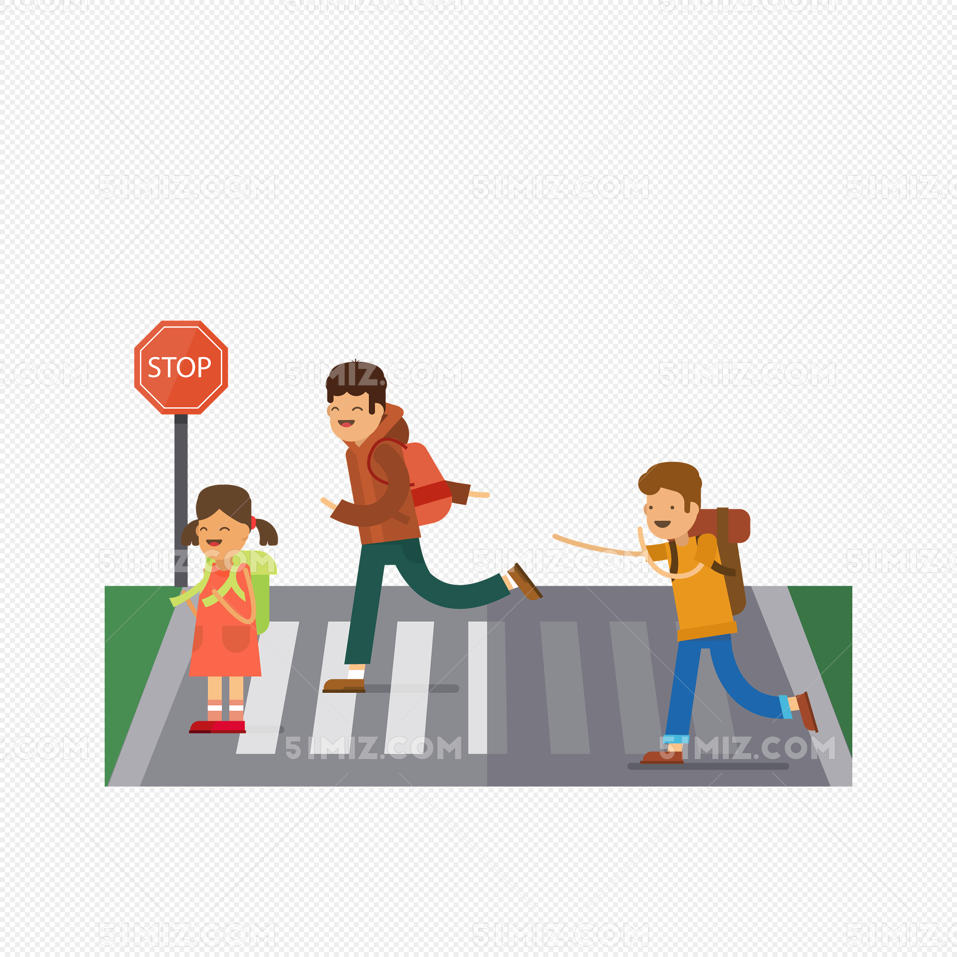 安全过马路儿童插画设计模板素材_ID:408549521-Veer图库