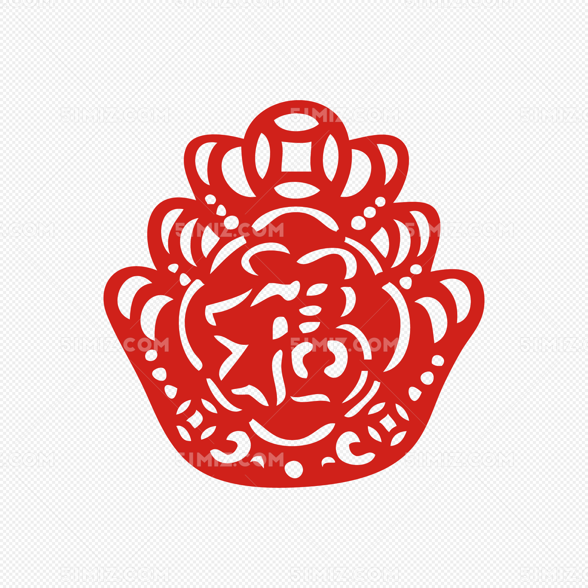 元宝福字剪纸春节元旦窗花