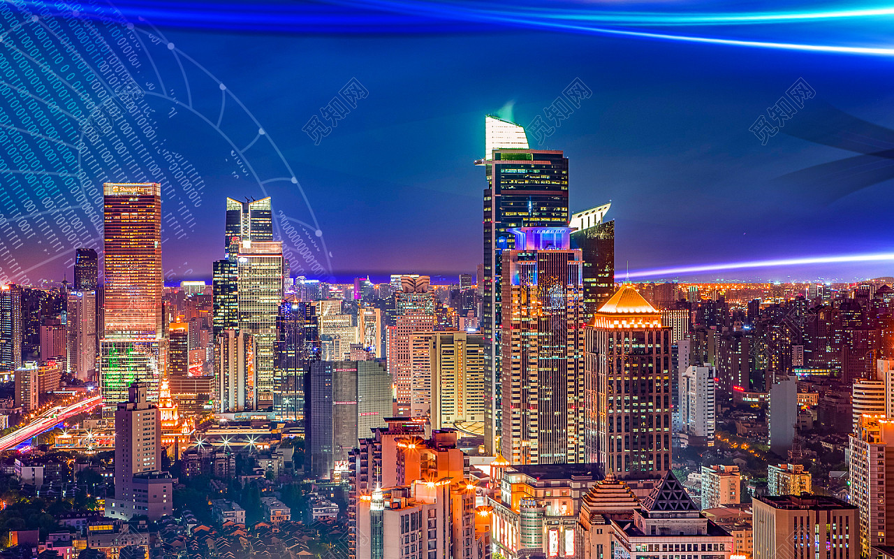 城市灯光科技合成背景