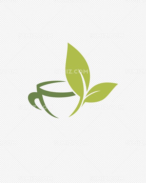 茶杯和茶叶福鼎白茶图标矢量素材