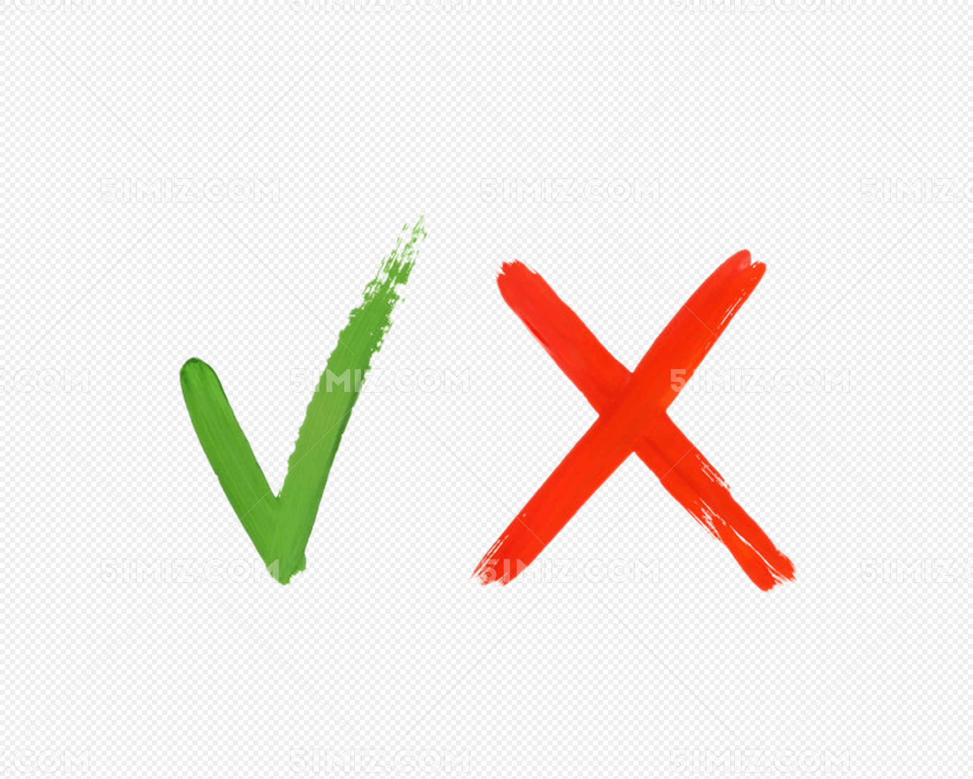 手绘绿色红色对勾