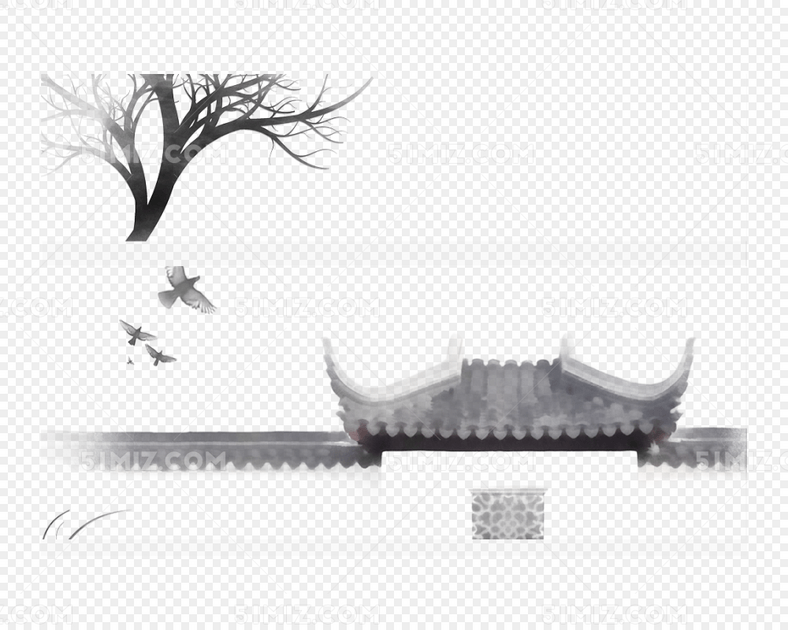 江南水墨风古建筑屋顶图片素材免费下载 - 觅知网