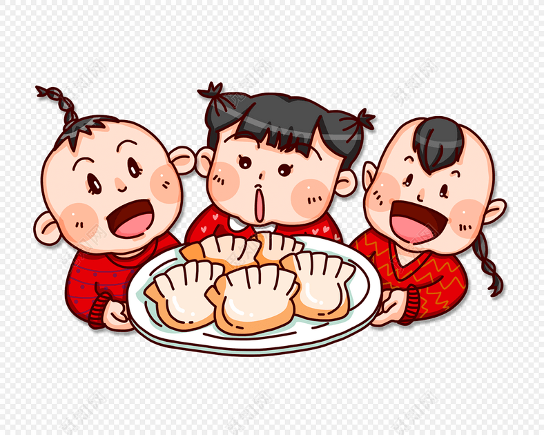 冬至吃饺子卡通装饰图案