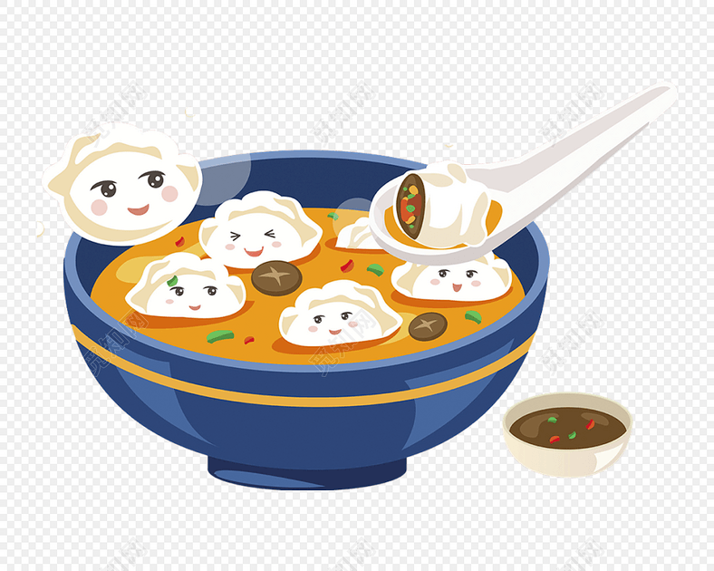 2018冬至饺子可爱插画设计