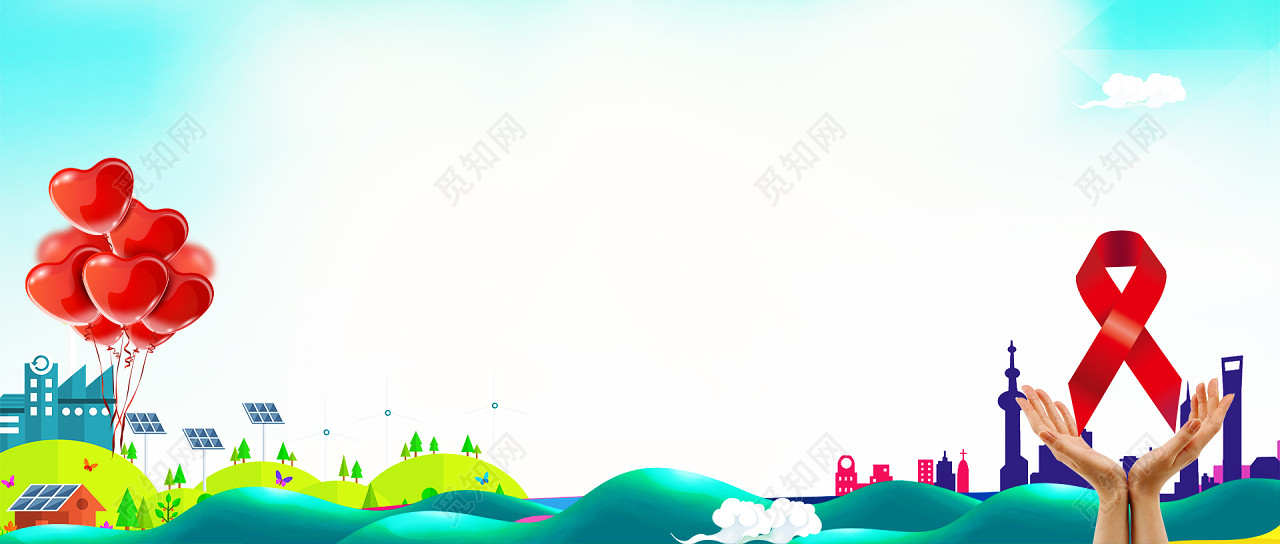 矢量绿色卡通世界艾滋病创意宣传单背景图片免费下载