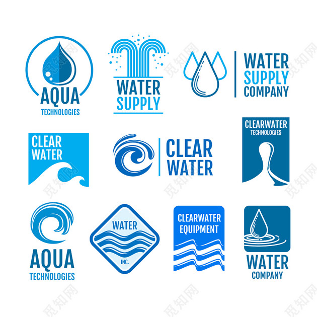 png素材 创意蓝色清新水logo标签: 创意logo 清新水元素 蓝色logo