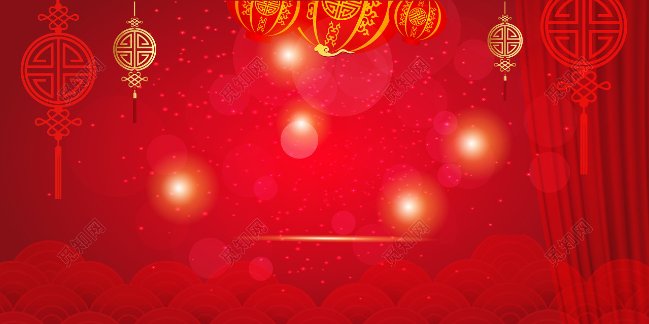 中国风新年喜庆红色喜庆迎战猪年迎战2019海报背景素材