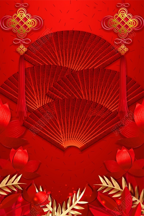 中国风2019新年大年初一猪年春节红色喜庆海报背景