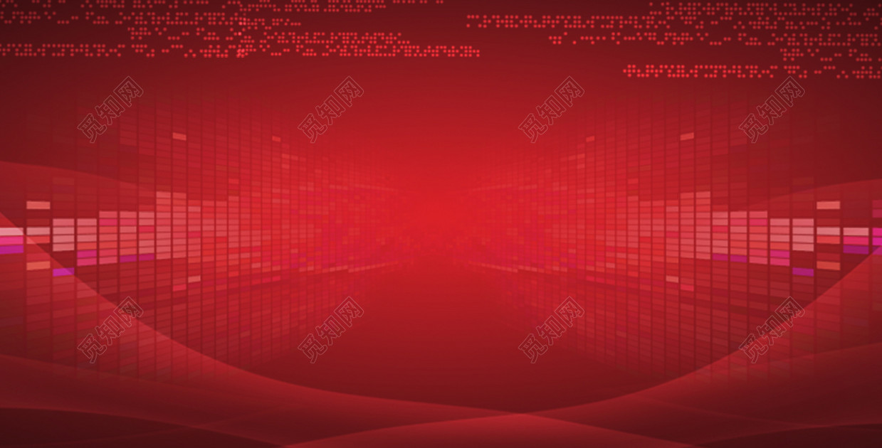 红色科技线条渐变光影2019年度总结大会海报背景年会会议颁奖舞台