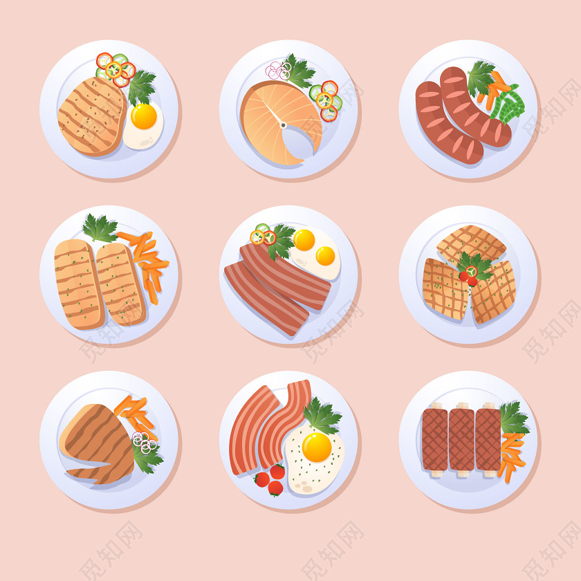 肉类美食卡通矢量素材