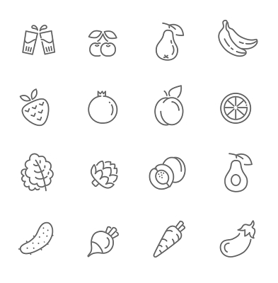 卡通简约线条水果食物图标