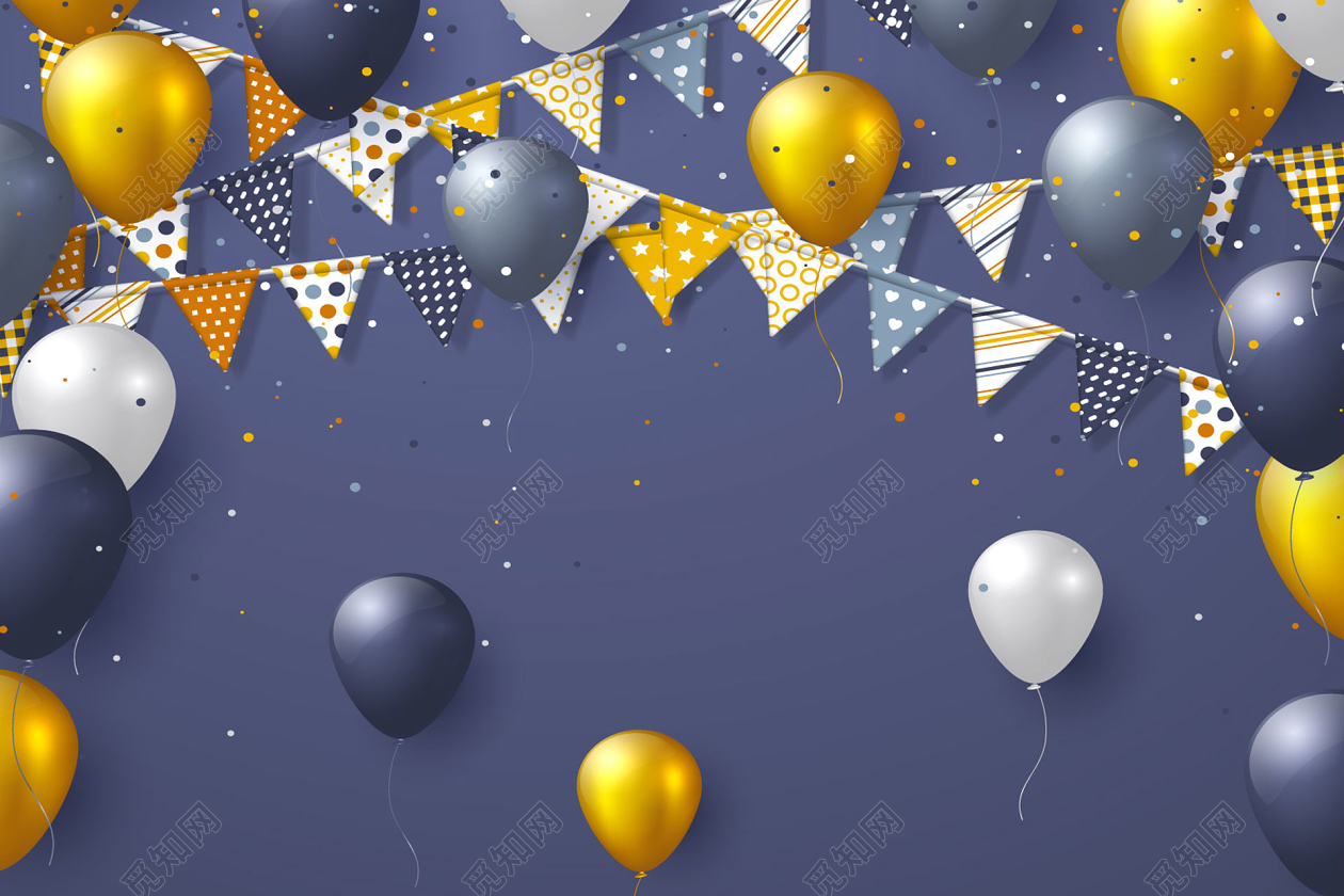 气球生日祝福云朵海报背景素材免费下载 - 觅知网