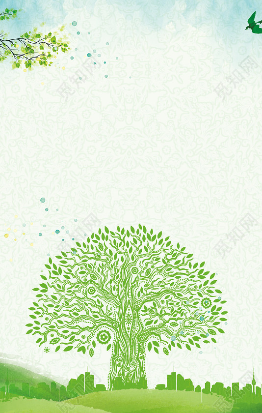 简约纹理抽象树312植树节绿色环保海报背景