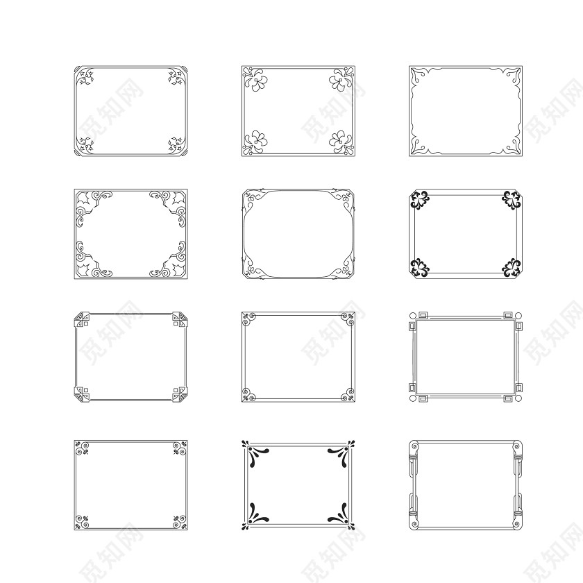 简约黑白线条边框图片素材免费下载_觅知网