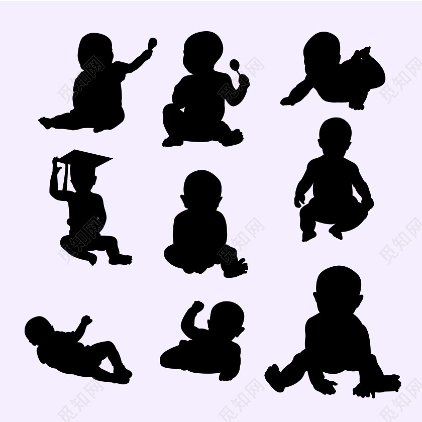 幼儿人物剪影图片素材免费下载_觅知网