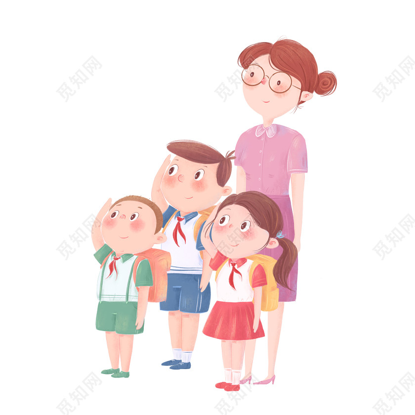 开学季小学生敬队礼插画