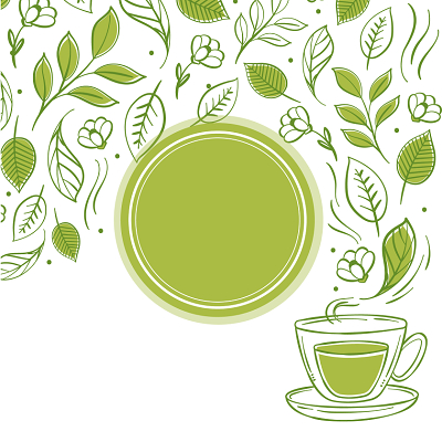 茶具茶杯茶壶茶文化清明节茶叶手绘