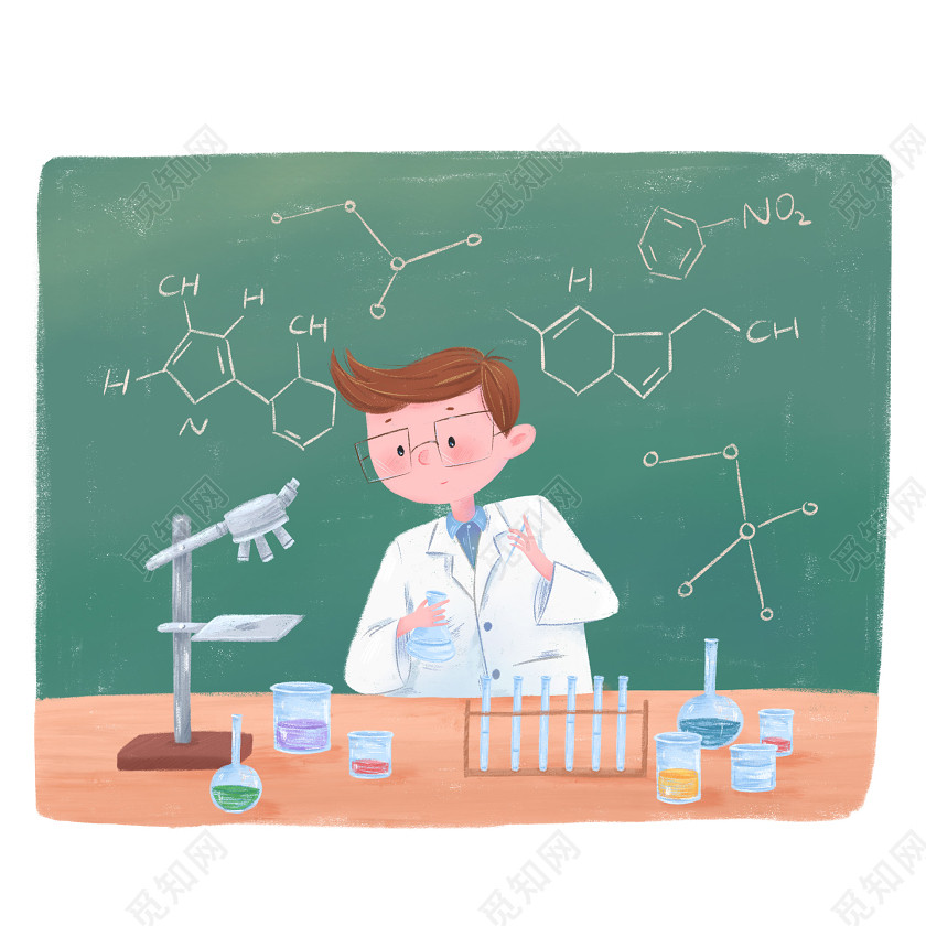 开学季大学生做实验卡通插画