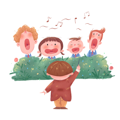 儿童开学季小学生合唱音乐课卡通插画