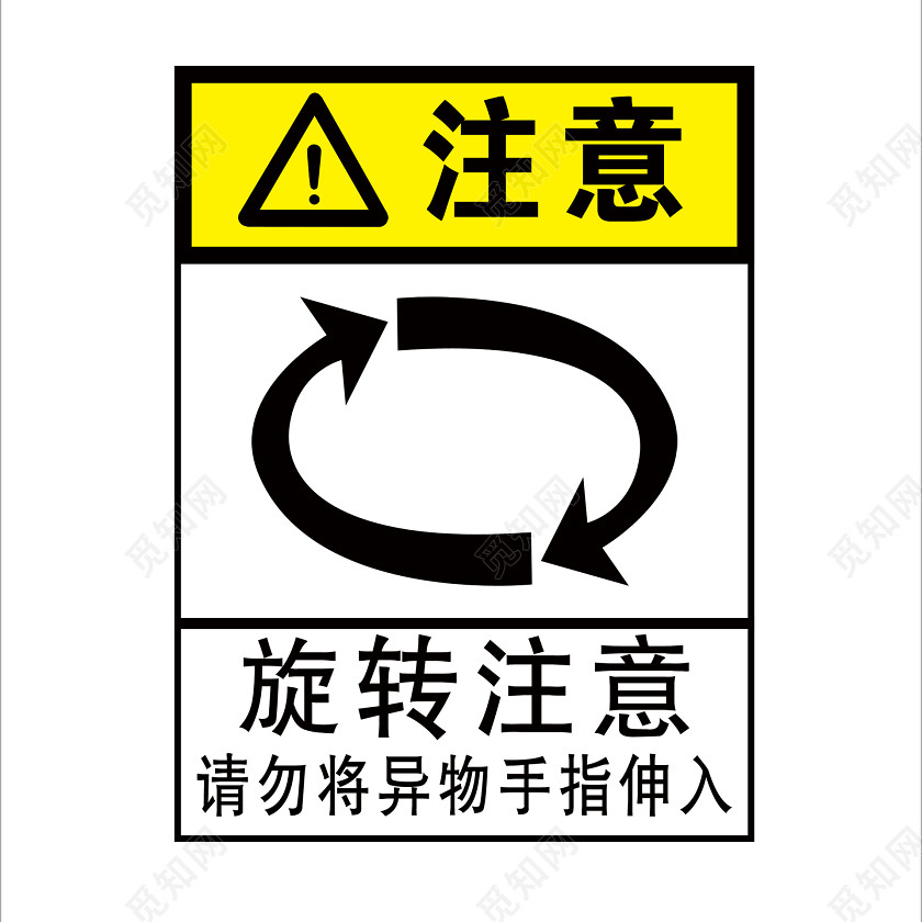 注意安全标志旋转注意