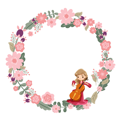 女生节水彩花环边框