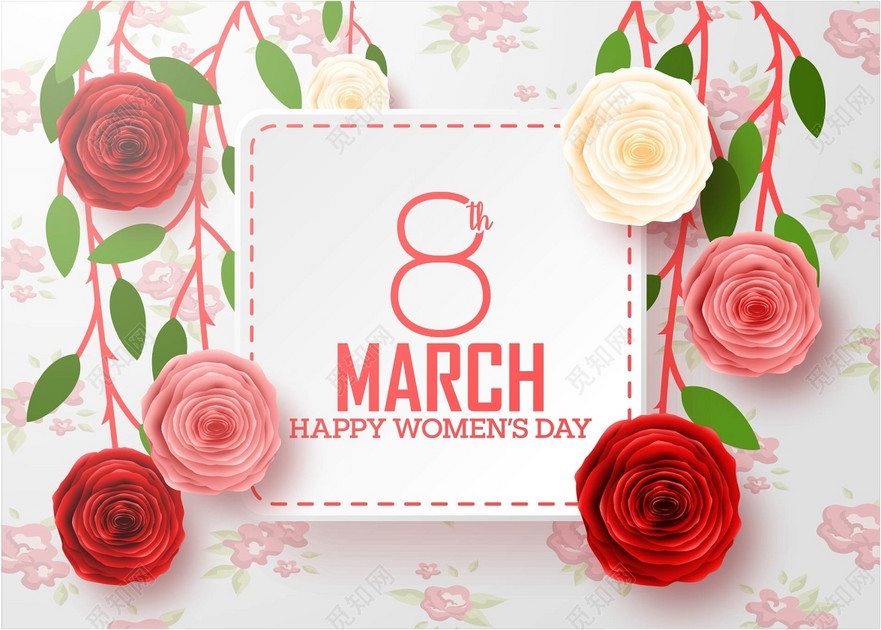 鲜花边框花朵花束3月8日妇女节节日素材